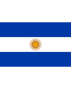 Flag: National flag of Argentina released in 1818. This version added the sun to the flag previously created by Manuel Belgrano |  landscape flag | 1.35m² | 14.5sqft | 90x150cm | 3x5ft 