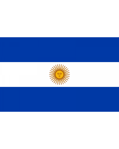 Bandera: Argentina  1818 | National flag of Argentina released in 1818. This version added the sun to the flag previously created by Manuel Belgrano |  bandera paisaje | 1.35m² | 90x150cm 