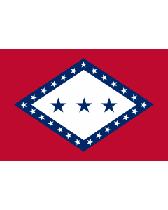 Flag: The original design of the Arkansas state flag by Miss Willie Hocker and selected from a field of 65 entries in a 1912 contest |  landscape flag | 1.35m² | 14.5sqft | 90x150cm | 3x5ft 