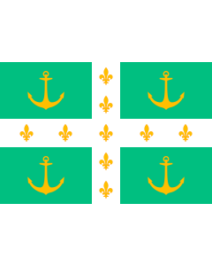 Flag: Arsenal Rochefort | L Arsenal de Rochefort  flottant sur la Porte du Soleil |  landscape flag | 1.35m² | 14.5sqft | 90x150cm | 3x5ft 