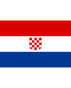 Bandera: Banate of Croatia  1939-1941 | Banate of Croatia  with CoA | Banovine Hrvatske  inačica s grbom |  bandera paisaje | 1.35m² | 90x150cm 