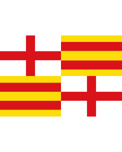 Flag: Old flag of Barcelona city |  landscape flag | 1.35m² | 14.5sqft | 90x150cm | 3x5ft 