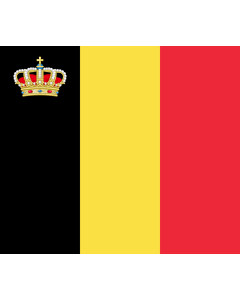 Flag: Belgium charged with a royal crown |  landscape flag | 1.35m² | 14.5sqft | 110x120cm | 43x50inch 