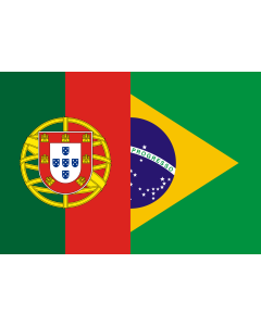 Flag: Overlapped flags of Portugal and Brazil |  landscape flag | 1.35m² | 14.5sqft | 90x150cm | 3x5ft 