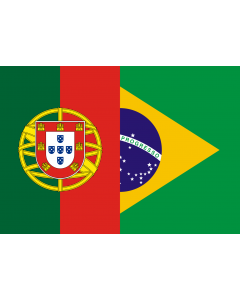 Bandera: Brazil and Portugal | Overlapped flags of Portugal and Brazil | Bandeiras de Portugal e do Brasil sobrepostas |  bandera paisaje | 1.35m² | 90x150cm 