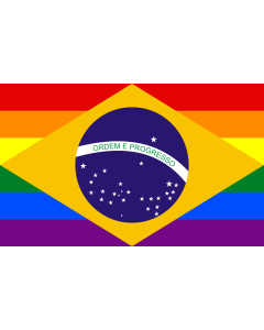Flag: Remake of Brazil flag according to the National Gay Flags of the World |  landscape flag | 1.35m² | 14.5sqft | 90x150cm | 3x5ft 