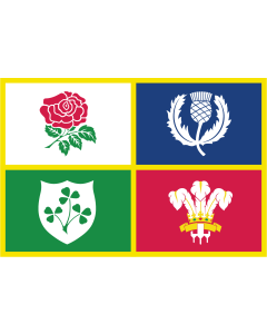Flag: British and Irish Lions flag with no Lion | Fictitious flag for British and Irish lions team composed of various emblems |  landscape flag | 1.35m² | 14.5sqft | 90x150cm | 3x5ft 