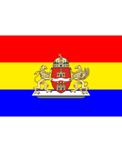 Flag: Budapest  1873~2011  in Hungary |  landscape flag | 1.35m² | 14.5sqft | 90x150cm | 3x5ft 