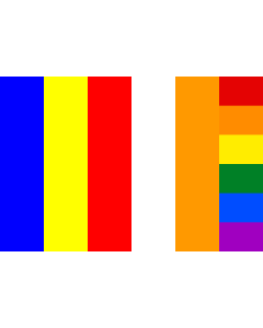 Bandera: Buddhist rainbow | A rainbow flag for Buddhist LGBT people |  bandera paisaje | 1.35m² | 90x150cm 