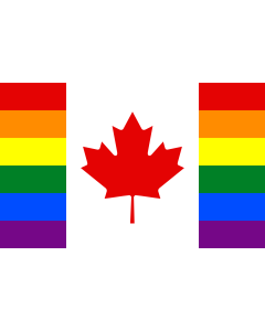 Bandera: Canada Gay | Remake of Canada flag according to the National Gay Flags of the World | Gai du Canada |  bandera paisaje | 1.35m² | 90x150cm 