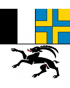 Flag: Canton of Graubünden in Switzerland |  1.35m² | 14.5sqft | 120x120cm | 45x45inch 