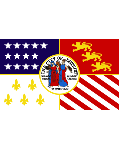 Flag: Detroit, Michigan  1976-2000 |  landscape flag | 1.35m² | 14.5sqft | 90x150cm | 3x5ft 