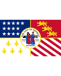 Flag: Detroit |  landscape flag | 1.35m² | 14.5sqft | 90x150cm | 3x5ft 