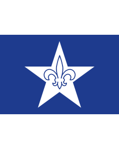 Flag: The Franco-American flag with a fleur-de-lis within a white star is the flag of the Assemblée des francophones du Nord-Est who adopted it in 1983. The blue and white are taken from the flags of the U |  landscape flag | 1.35m² | 14.5sqft | 90x150cm 