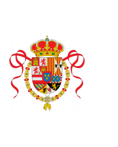 Flag: Ensign of Spanish Navy established by en Philip V of Spain in 1701 and was in use until 1760. Also was the battle flag of the Cadiz Squadron between 1732 and 1760 |  landscape flag | 1.35m² | 14.5sqft | 90x150cm | 3x5ft 