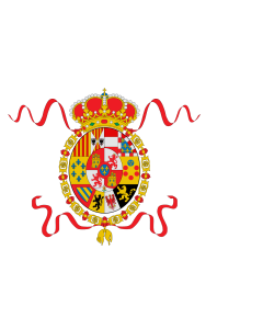 Tisch-Fahne / Tisch-Flagge: Spain  1760–1785 | Ensign of the Spanish Navy during the first part of the reign of Carlos III | Pabellón de la Armada de España durante la primera parte del reinado de Carlos III 15x25cm