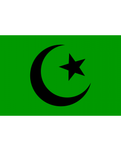 Flag: Fictional flag of the Fatimid Empire  shows the basic green color often associated with the Shi a |  landscape flag | 1.35m² | 14.5sqft | 90x150cm | 3x5ft 