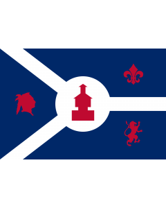 Flag: En Fort Wayne, Indiana |  landscape flag | 1.35m² | 14.5sqft | 90x150cm | 3x5ft 