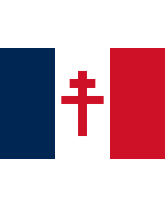 Flag: Free France  1940-1944  Cross of Lorraine variant | Used by the Free French Forces during the Second World War |  landscape flag | 1.35m² | 14.5sqft | 90x150cm | 3x5ft 