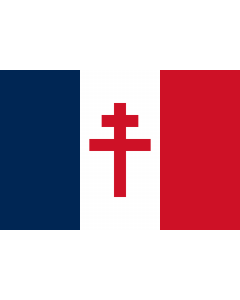 Flag: Free France  1940-1944  Cross of Lorraine variant | Used by the Free French Forces during the Second World War |  landscape flag | 1.35m² | 14.5sqft | 90x150cm | 3x5ft 
