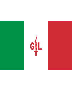 Flag: Giustizia e Liberta  Justice and Liberty |  landscape flag | 1.35m² | 14.5sqft | 90x150cm | 3x5ft 