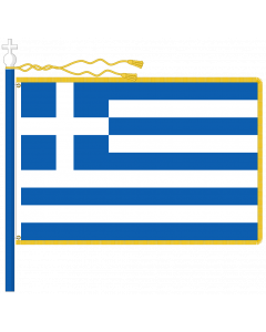 Flag: The law specifies that this is how the Greek flag must be presented during a parade |  1.35m² | 14.5sqft | 110x120cm | 45x45inch 
