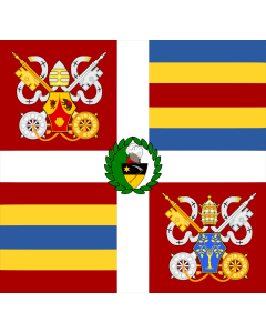 Flag: GUARDIA VATICA BENET XVI | Versión de la Bandera de la Guardia Suiza Vaticana |  1.35m² | 14.5sqft | 110x120cm | 45x45inch 