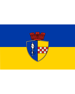 Flag: Gummersbach | Beschreibung der Flagge  Die Stadtfarben der Flagge sind blau-gold  gelb |  landscape flag | 1.35m² | 14.5sqft | 90x150cm | 3x5ft 