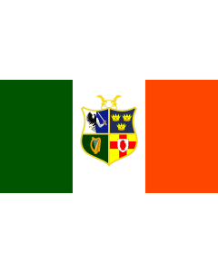 Flag: Ireland defaced with four provinces crest of Ireland |  landscape flag | 1.35m² | 14.5sqft | 85x160cm | 33x60inch 