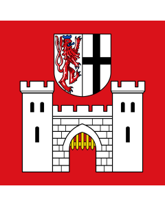 Flag: Koenigswinter | Beschreibung der Flagge  Die Stadt Königswinter führt ein Wappen |  1.35m² | 14.5sqft | 120x120cm | 45x45inch 