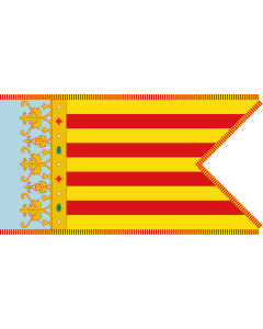 Flag: Royal Valencian Coroned Flag the Kingdom of Valencia |  landscape flag | 1.35m² | 14.5sqft | 85x160cm | 33x60inch 
