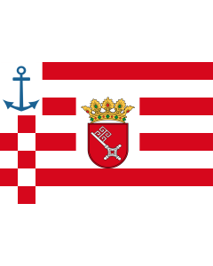Flag: Landesdienstflagge der bremischen Schiffahrt | Dienstflagge für Staatsfahrzeuge und Staatsgebäude der Marine |  landscape flag | 1.35m² | 14.5sqft | 90x150cm | 3x5ft 