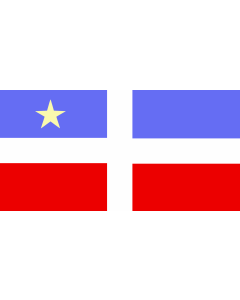 Flag: The Lares Flag adopted by the municipality of Lares in 1956. Based on photographs and written descriptions of the flag |  landscape flag | 1.35m² | 14.5sqft | 80x160cm | 33x66inch 