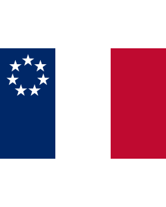 Flag: Proposed Louisiana flag in 1861; French Tricolor with a circle of seven white five-pointed stars flown unofficially in January of 1861 |  landscape flag | 1.35m² | 14.5sqft | 90x150cm | 3x5ft 