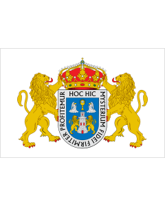 Flag: Lugo | Sobre el paño blanco las armas de la ciudad | Sobre o pano branco as armas da cidade |  landscape flag | 1.35m² | 14.5sqft | 90x150cm | 3x5ft 