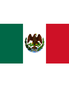 Flag: México  1880-1914 | Con el Escudo Nacional Mexicano usado entre 1880 durante el gobierno de Porfirio Díaz |  landscape flag | 1.35m² | 14.5sqft | 90x150cm | 3x5ft 