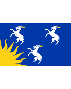 Flag: Welsh county of Merioneth/Meirionnydd derived from the seal of the former county council |  landscape flag | 1.35m² | 14.5sqft | 90x150cm | 3x5ft 