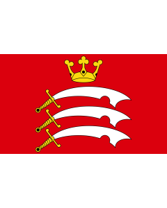 Flag: Middlesex flag with notched swords  heraldic  seaxes |  landscape flag | 1.35m² | 14.5sqft | 90x150cm | 3x5ft 