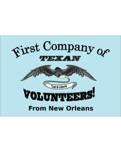 Flag: Organized in November 1835, the New Orleans Grays participated in driving the Mexicans from San Antonio and many were massacred at Goliad on Palm Sunday |  landscape flag | 1.35m² | 14.5sqft | 90x150cm | 3x5ft 