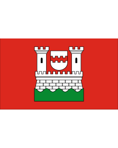 Flag: Niederkassel | Beschreibung der Flagge Der Stadt Niederkassel ist mit Urkunde des Regierungspräsidenten Köln vom 25.08.1989 das Recht zur Führung einer Flagge verliehen worden |  landscape flag | 1.35m² | 14.5sqft | 90x150cm | 3x5ft 