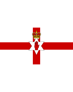 Flag: Northern Ireland from 1953 with Edwardian crown since coronation of Queen Elizabeth II |  landscape flag | 1.35m² | 14.5sqft | 80x160cm | 30x60inch 