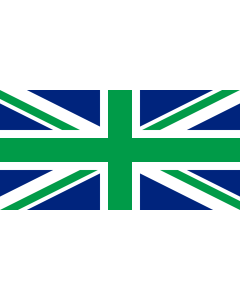 Flag: Union Jack with colors of Northern Ireland national football team |  landscape flag | 1.35m² | 14.5sqft | 80x160cm | 30x60inch 