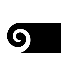 Flag: NZ design Koru Black by Andrew Fyfe |  landscape flag | 1.35m² | 14.5sqft | 80x160cm | 30x60inch 