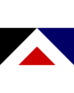 Flag: NZ flag design Red Peak by Aaron Dustin | Red Peak Simplified geometric elements based on Taniko pattern representing land | Pic rouge |  landscape flag | 1.35m² | 14.5sqft | 80x160cm | 30x60inch 