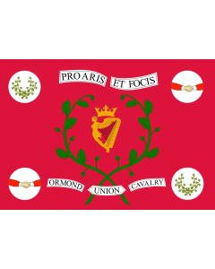 Flag: Ormond Union Cavalry; a militia unit raised in Ireland during the late 1700s as part of the wider Irish Volunteer movement |  landscape flag | 1.35m² | 14.5sqft | 90x150cm | 3x5ft 