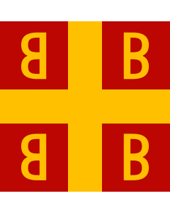 Tisch-Fahne / Tisch-Flagge: Byzantine imperial flag, 14th century, square | Late Eastern Roman Empire under the Palaiologos dynasty | علم الإمبراطورية خلال حكم الباليولوج 15x25cm