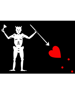 Bandiera: Pirate Flag of Blackbeard  Edward Teach | Illustration of Blackbeard s Jolly Roger flag |  bandiera paesaggio | 1.35m² | 90x150cm 