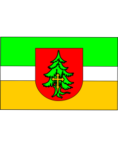 Flag: POL gmina Ochotnica Dolna | Gminy Ochotnica Dolna |  landscape flag | 1.35m² | 14.5sqft | 90x150cm | 3x5ft 