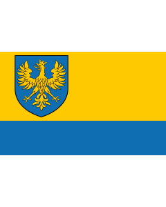 Flag: POL województwo opolskie flag formal | Formal Flag of the Opole Voivodeship | Amtliche Flagge der Woiwodschaft Oppeln |  landscape flag | 1.35m² | 14.5sqft | 90x150cm | 3x5ft 