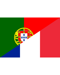 Flag: Portugal and France |  landscape flag | 1.35m² | 14.5sqft | 90x150cm | 3x5ft 